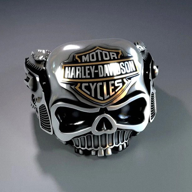 Harley Davidson Skull Sterling Silver Ring