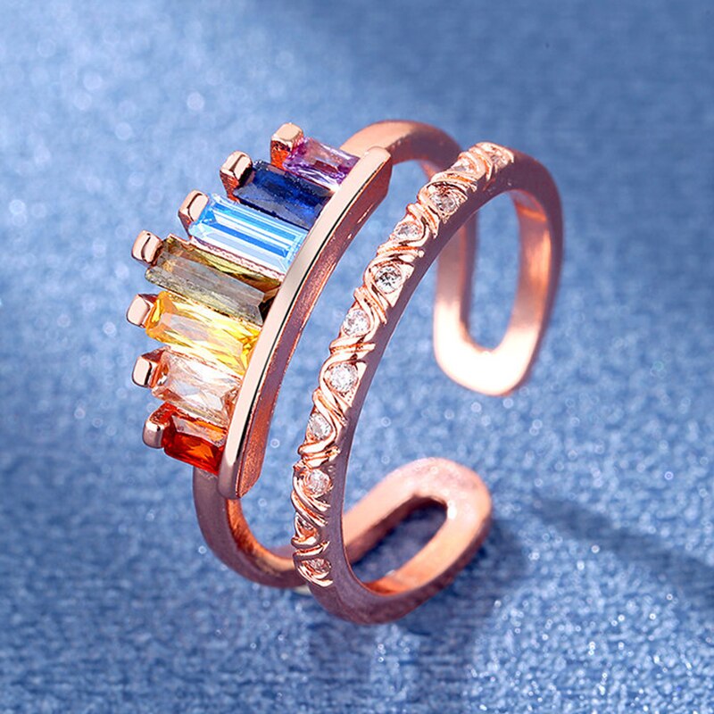 Rainbow Vintage Crown LGBT Heart Open Ring