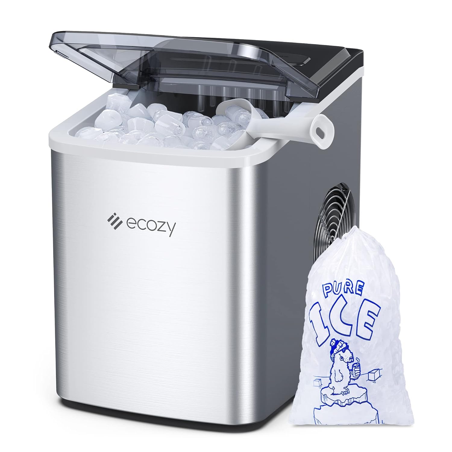 ecozy Ice Maker Countertop, 9 Cubes Ready in 6 Mins