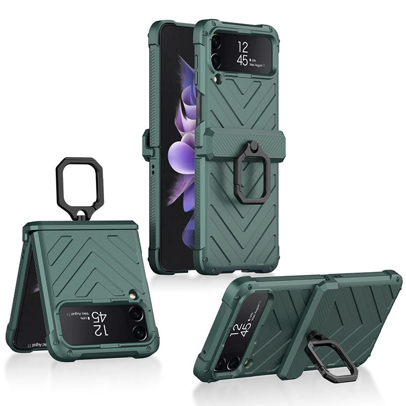 Magnetic Armor Ring Holder With Camera Protection Slide Samsung Galaxy Z Flip3 5G Case