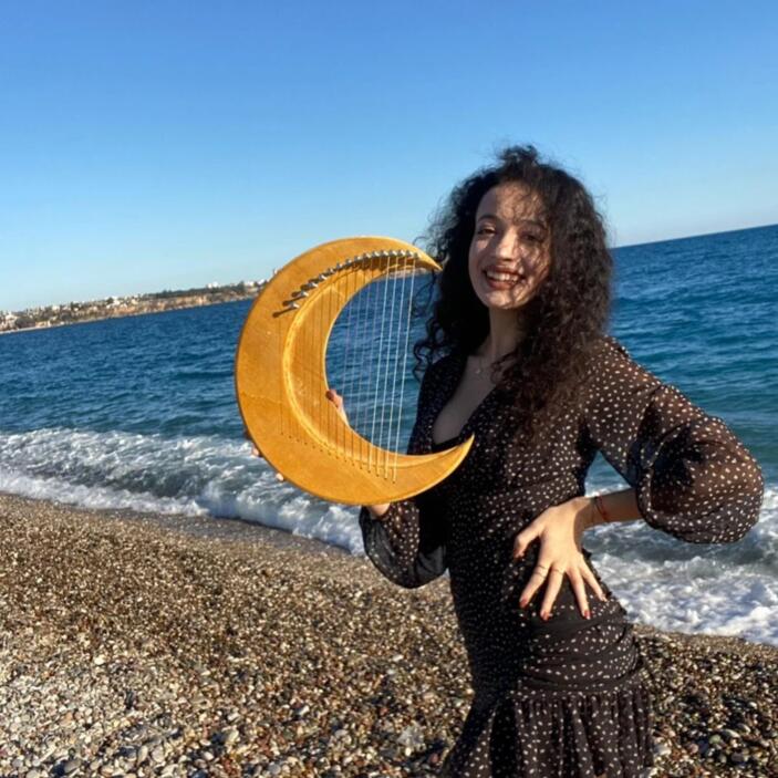 Wooden 8/11/15 Strings Moon Lyre Harp