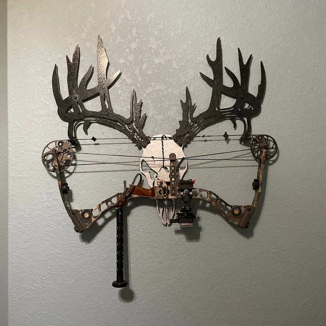 Metal Deer Skull Bow Rack - Compound Bow, Long Bow, Archery, PSE, Hoyt, Bow Hunting