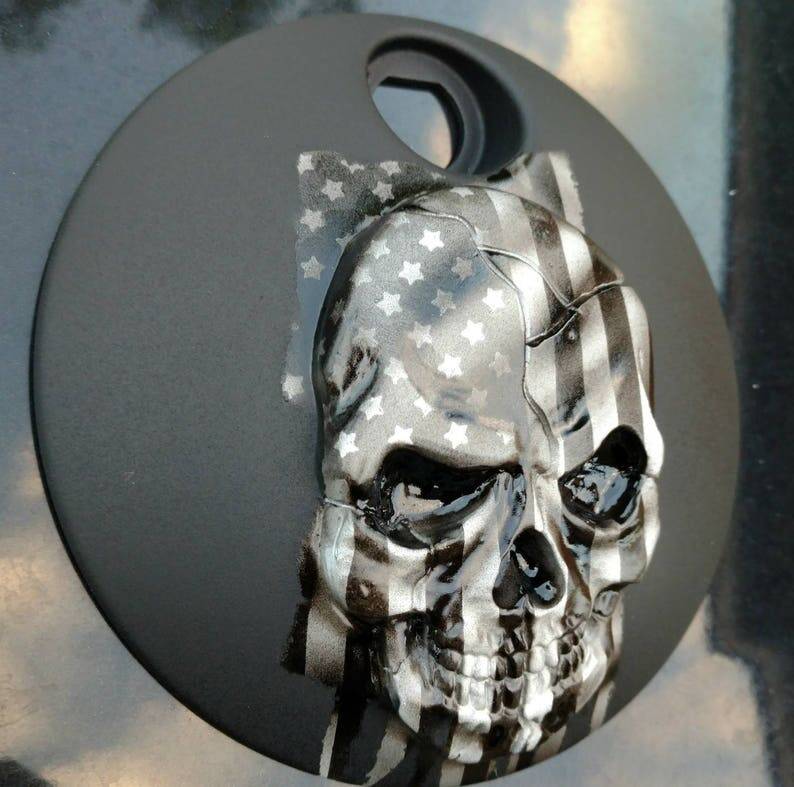 Harley Davidson Custom 3D American Flag Skull Harley-Davidson Fuel Door