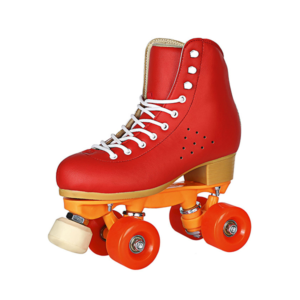 Chicinskates Double Row Red Cowhide Roller Skates