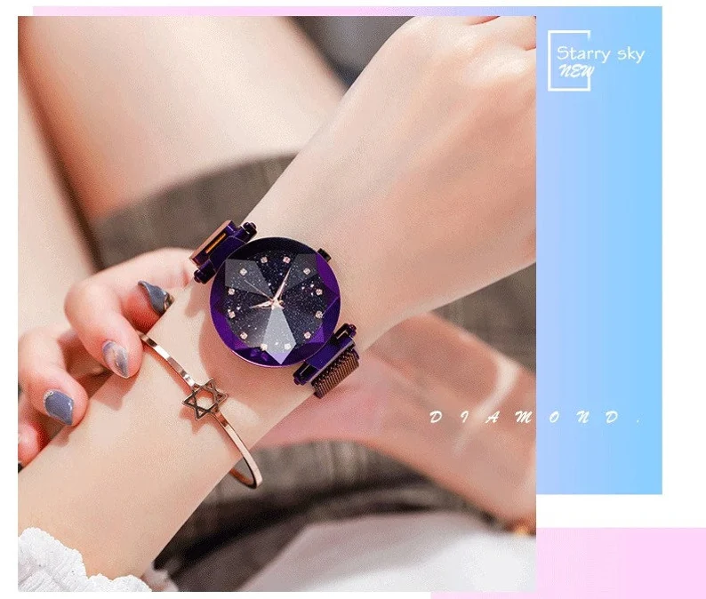 Starry Sky Clock Luxury Women Watches, Fashion Diamond Female Quartz Wristwatches