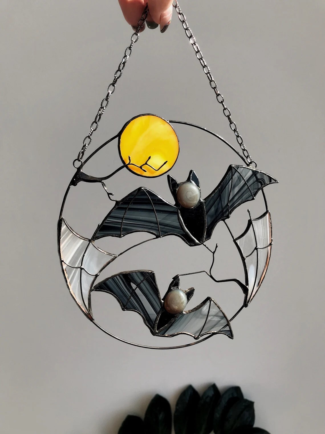 Gothic Suncatcher Bat Moon Halloween Decor