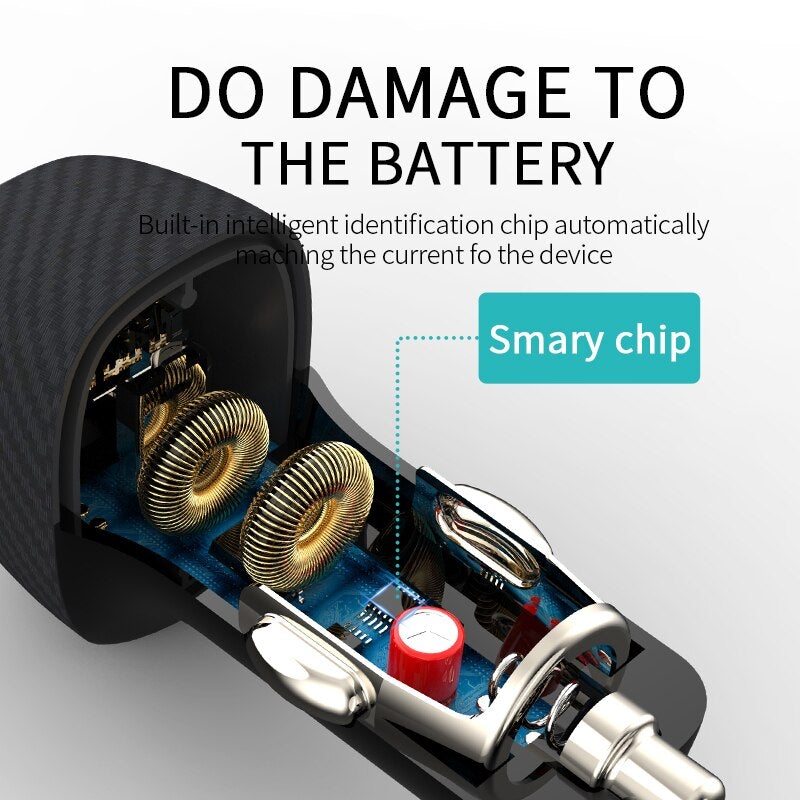 PD/QC 3.0 Double Fast Car Lighter Charger