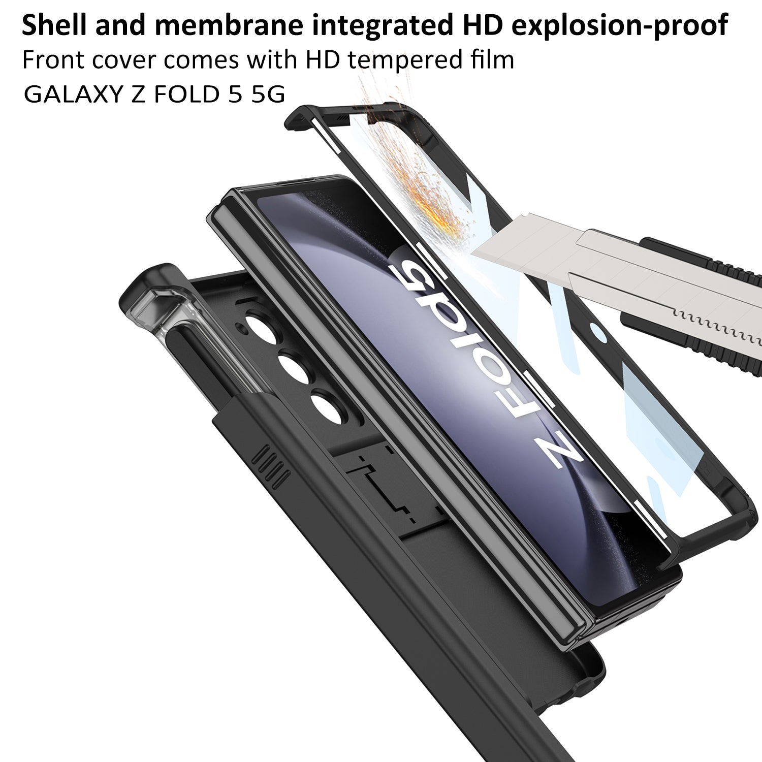 Magnetic Armor All-included Slide Pen Case With Back Screen Glass Hinge Holder Phone Cover For Samsung Galaxy Z Fold3 Fold4 Fold5