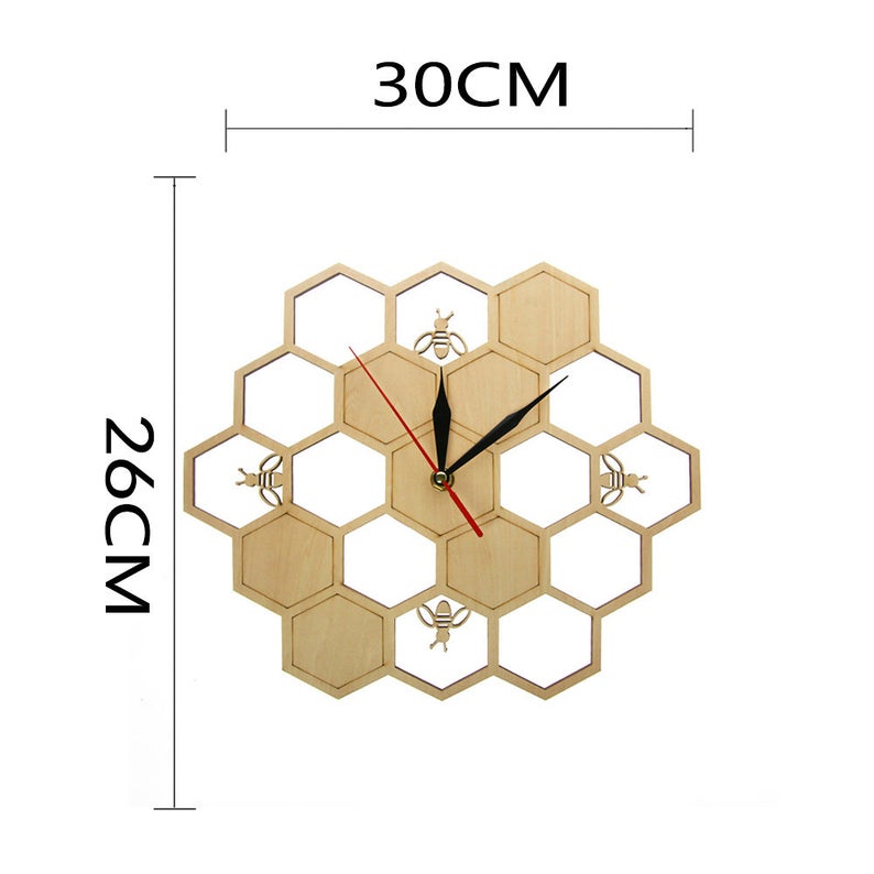 Honey Bee Engraved Wooden Wall Clock