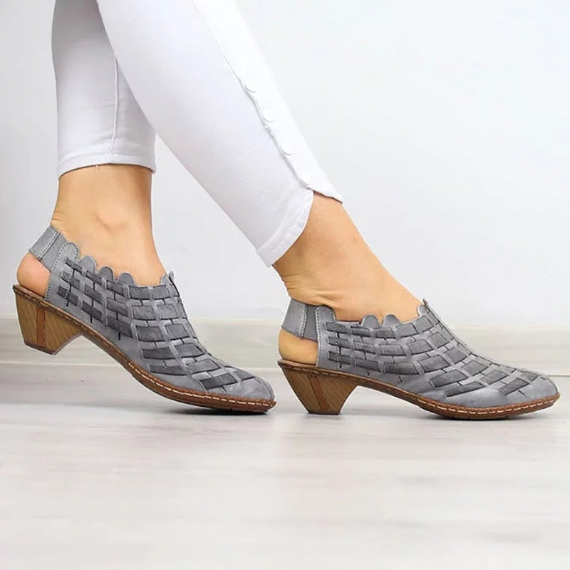Women's Vintage Cross Knit Chic Low-Heeled Casual Shoes