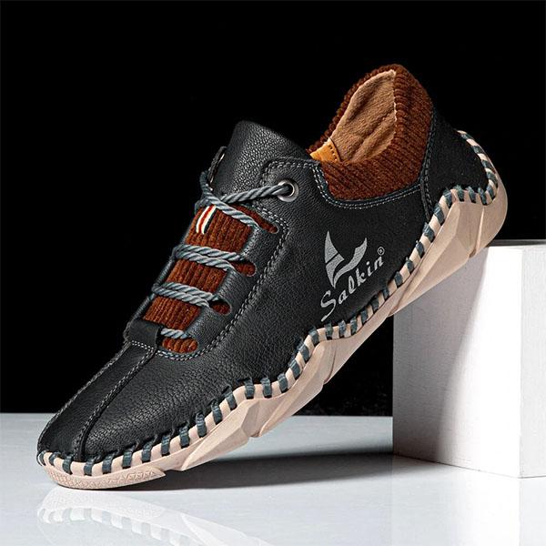 Chicinskates Men's Round Toe Lace-Up Sock Flat Shoes