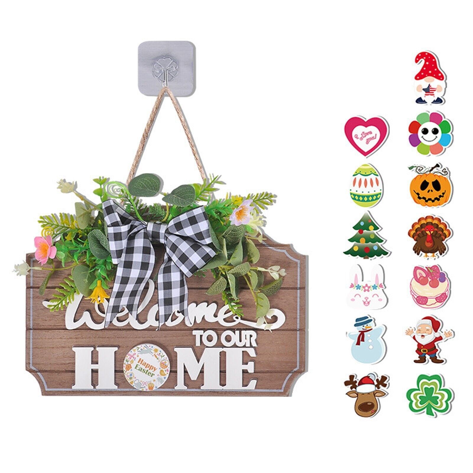 💐🎉2023 NEW - Interchangeable Welcome to Our Home Wood Square Wreath