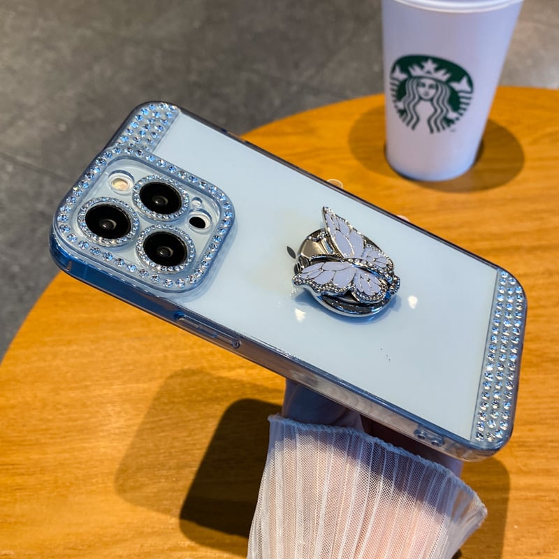 Bling Rhinestones Butterfly Stand iPhone Case