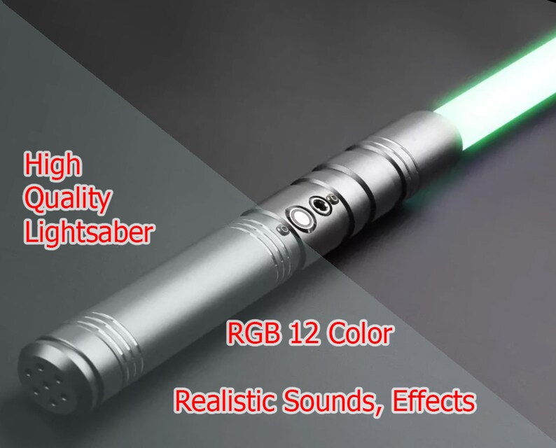 Lightsaber O, Lightsaber hilt with blade, Removable PC blade, Saberforge, with USB charging cable, 6 set sound,  aluminium hilt, RGB 12 color.