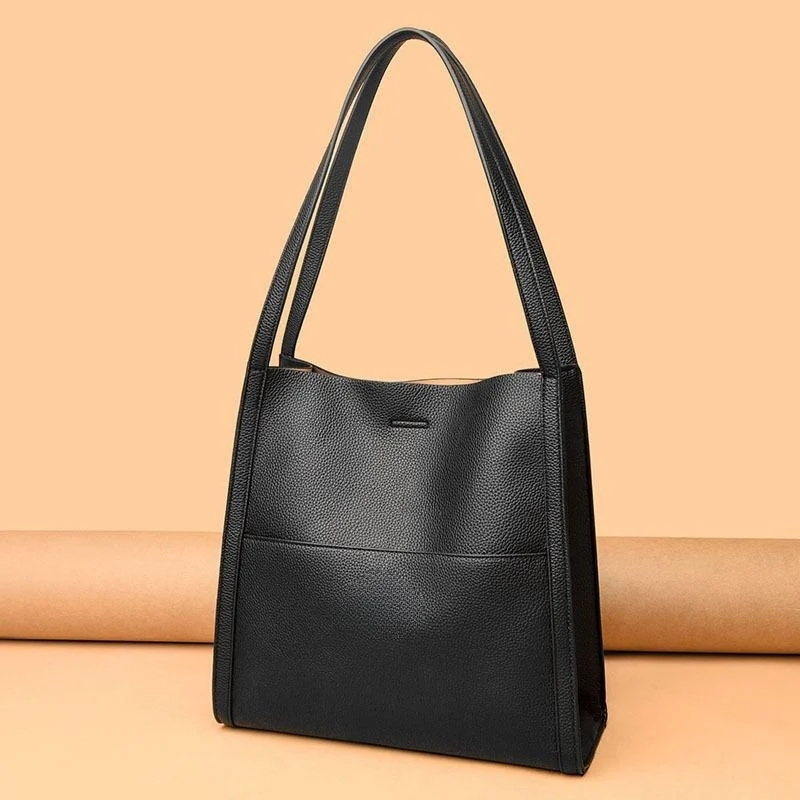 Solid color genuine leather shoulder bag – Last Day Promotion 70% OFF
