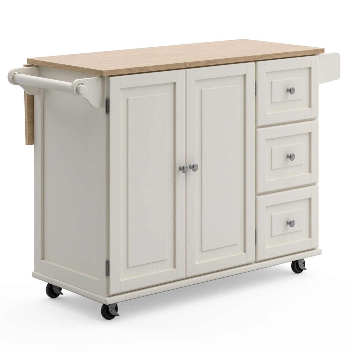 Home Styles Mobile Kitchen Island Cart with Wood Top and Dropleaf Breakfast Bar