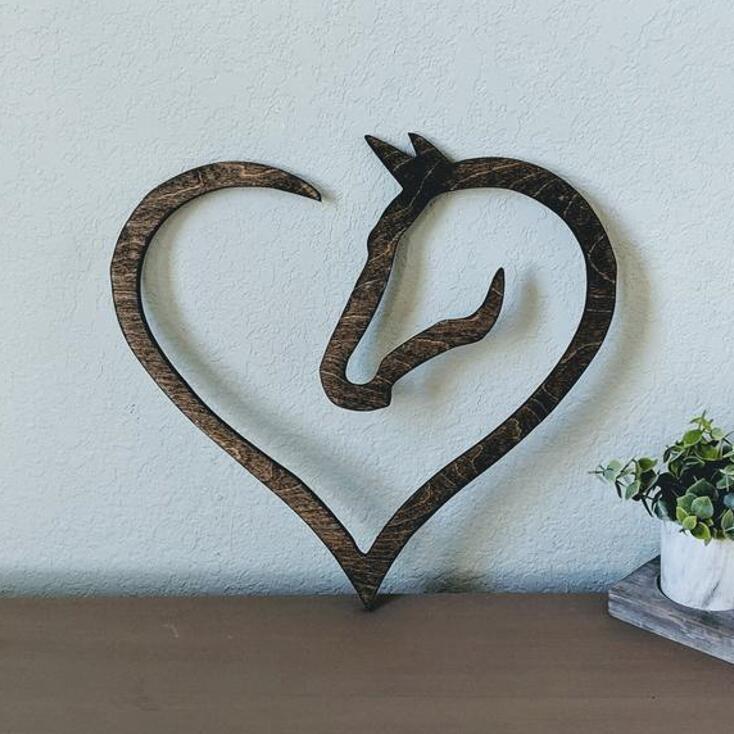 Wooden Horse Heart Sign - Gift for Horse Lover