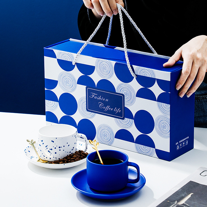 Klein Blue Ceramic Mug & Saucer Set with Gift Wrapping
