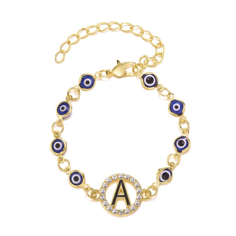 Evil Eye Shiny Letter Bracelet