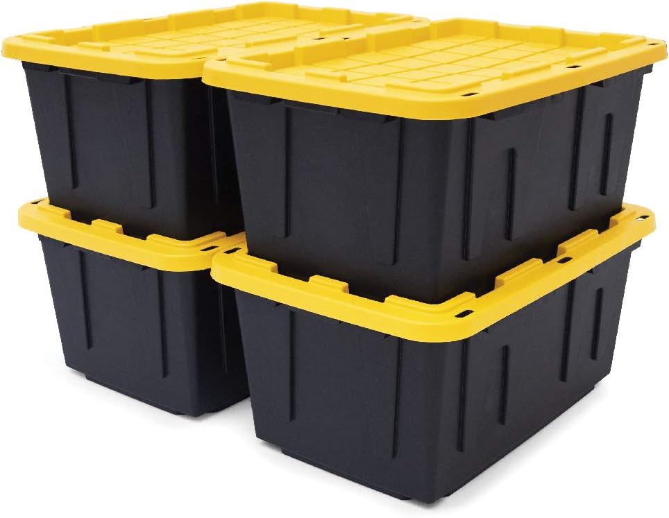 CX Black Yellow Shelf And 27 Gallon Container 4-Pack