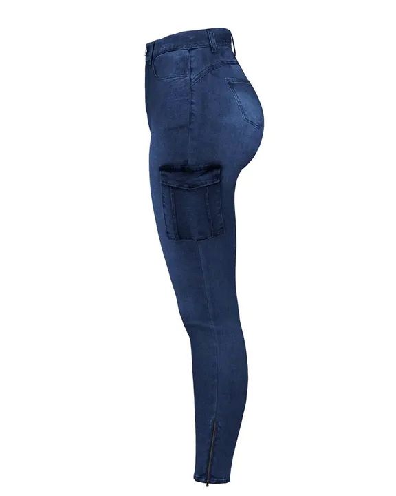 Flap Pocket Zipper Side Skinny Jeans