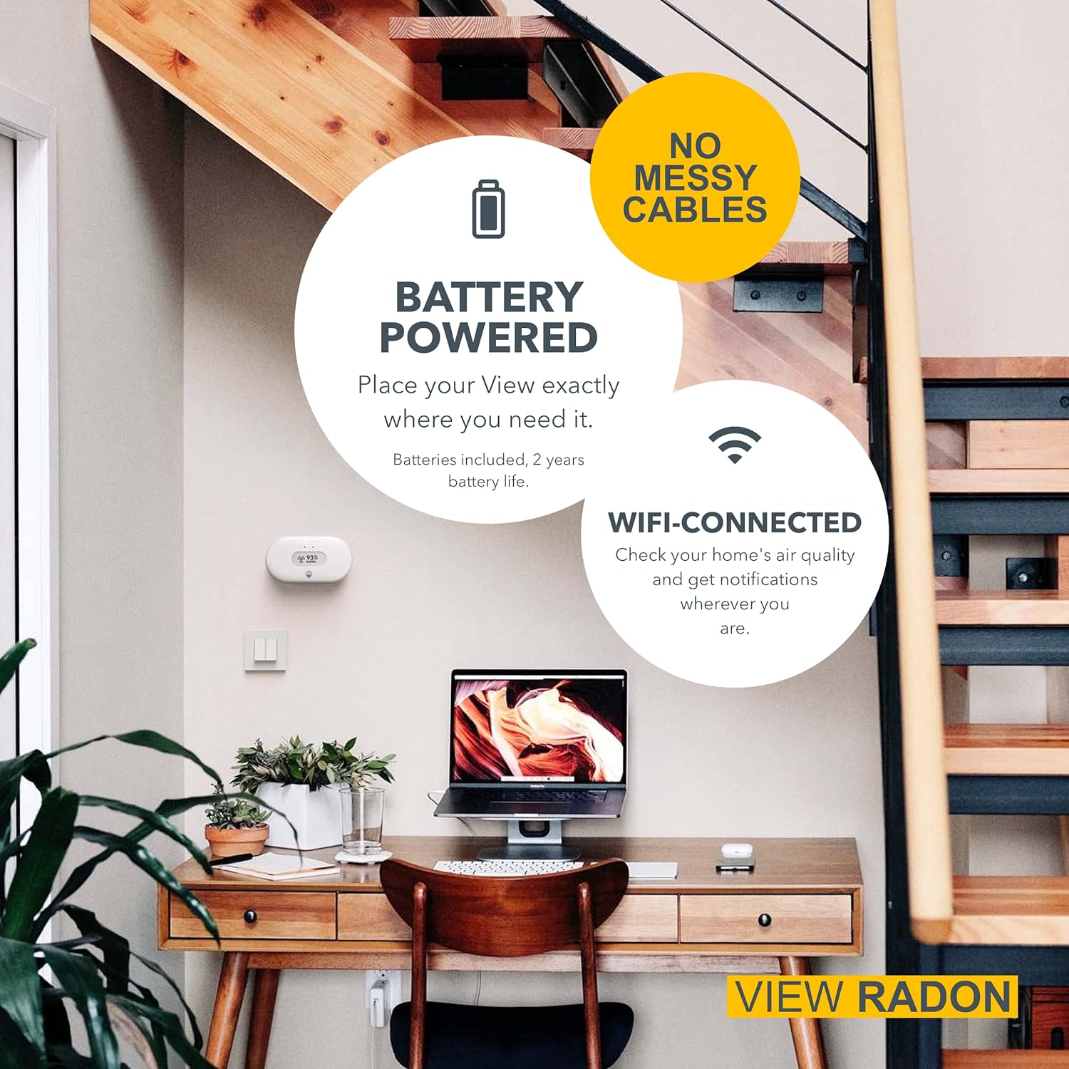 Airthings View Radon - Radon Monitor with Humidity & Temperature Detector
