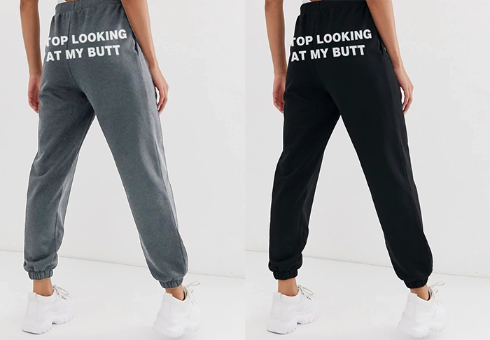 Women's Letter Graphic Back Side Drawstring High Waist Casual Sweatpants - Stop Looking at My Butt
