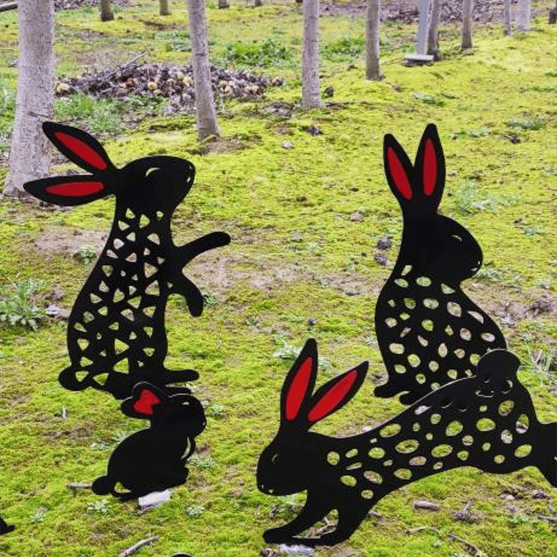 Easter Bunny Family Yard Stake