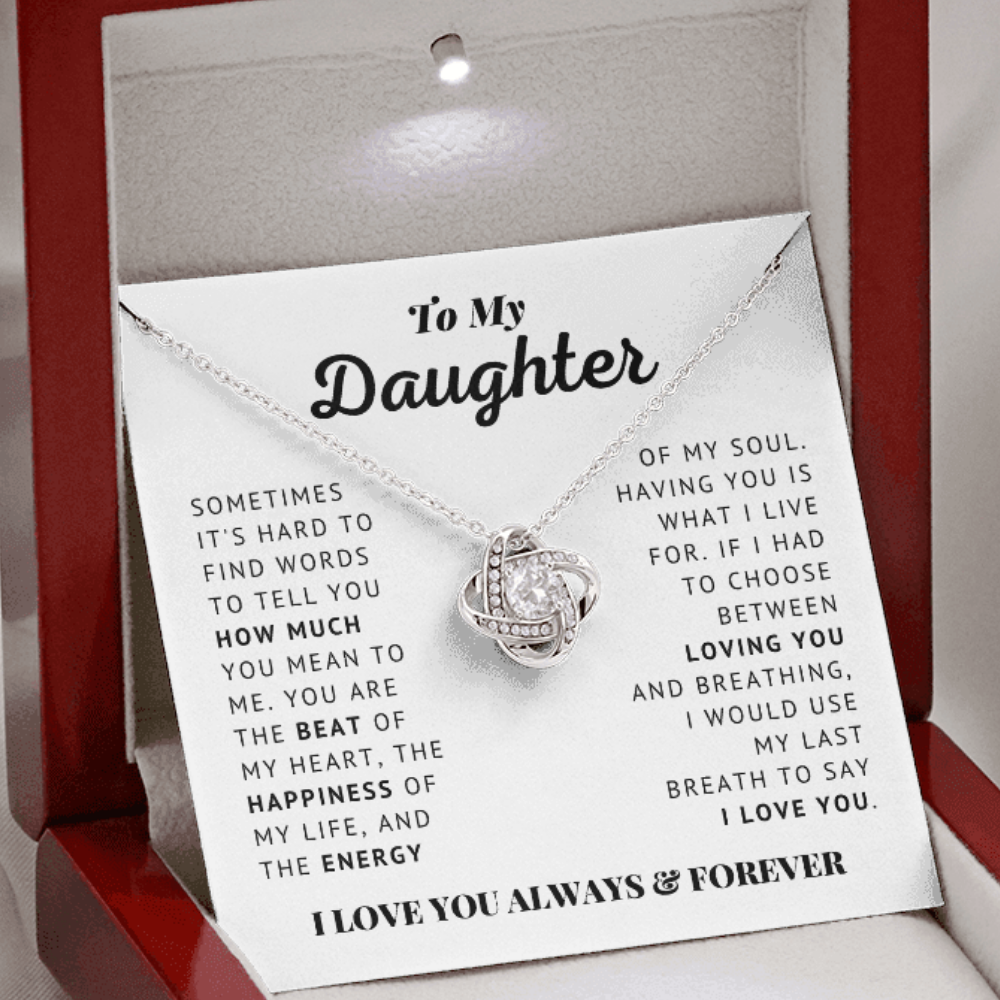 To My Daughter - Beat of My Heart - Love Knot Necklace