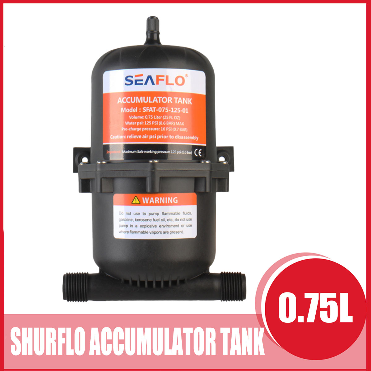 Shurflo Accumulator Tank Pre-Charged 10 PSI For Caravan / Motorhome / Boat