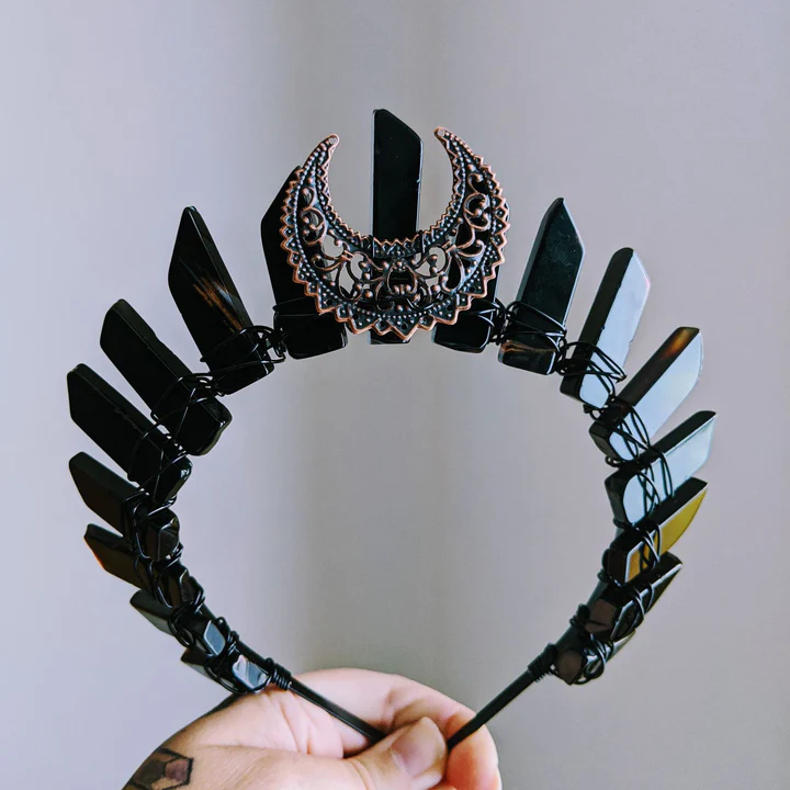 Quartz Goddess Crown, Witch Crown, Wedding Crown