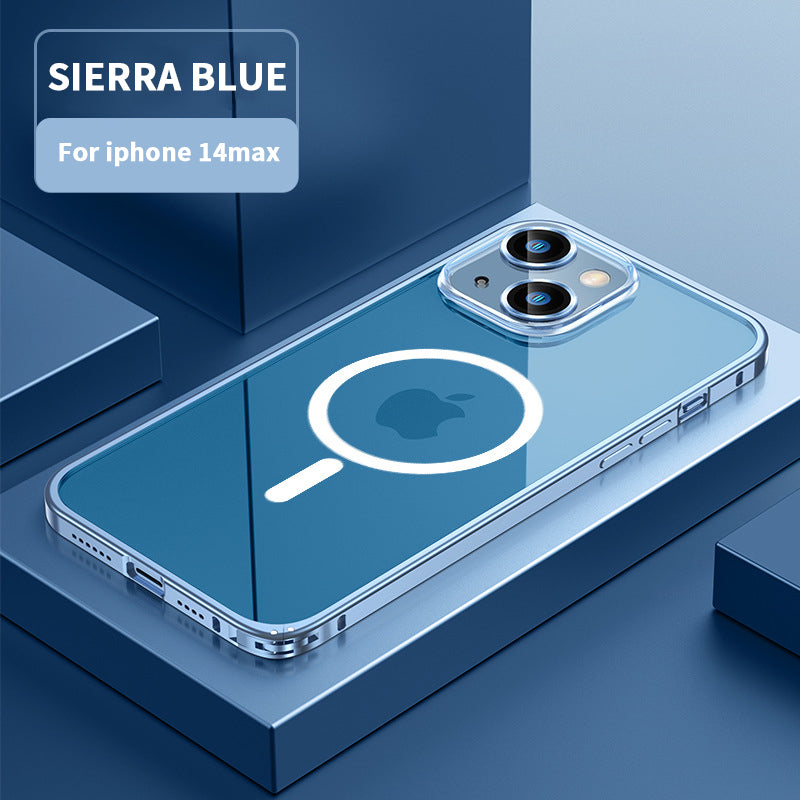 Metal Frame Magnetic Suction Luban Buckle Case Cover For iPhone