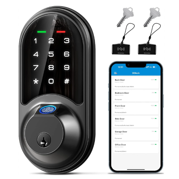 Veise Smart Lock Fingerprint Door Lock 7-in-1 Keyless Entry Door Lock with App Control