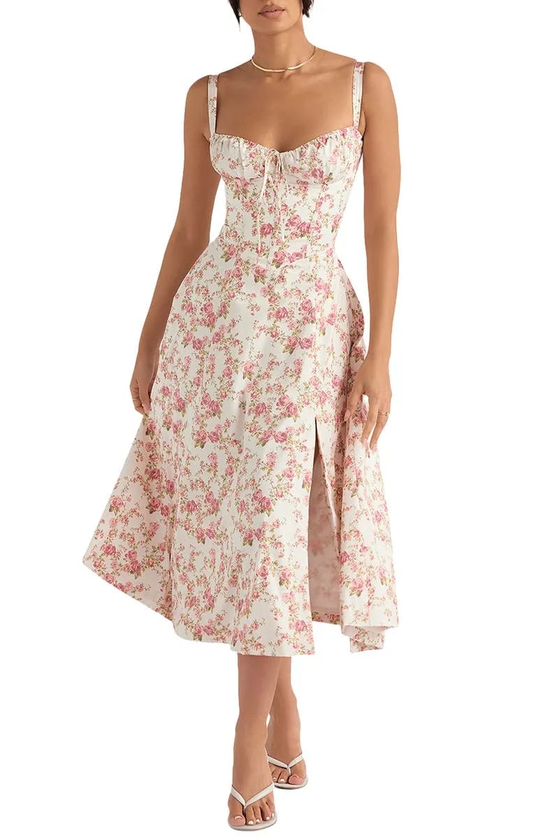 🥵Summer Hot Sale Now-49% OFF🔥Floral Bustier Midriff Waist Shaper Dress (Buy 2 Free Shipping)