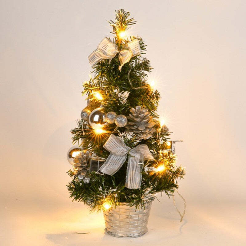 Mini Christmas Tree, Xmas Decor Tree with Pre-Lights and Ornaments