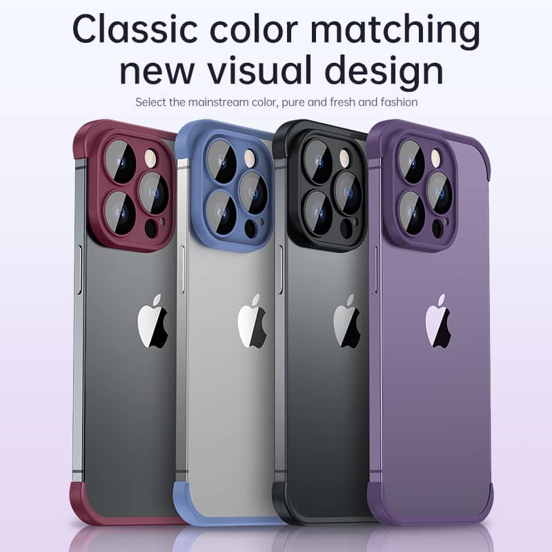 Four Corner Anti-fall Rimless Sticker Case Cover For iPhone