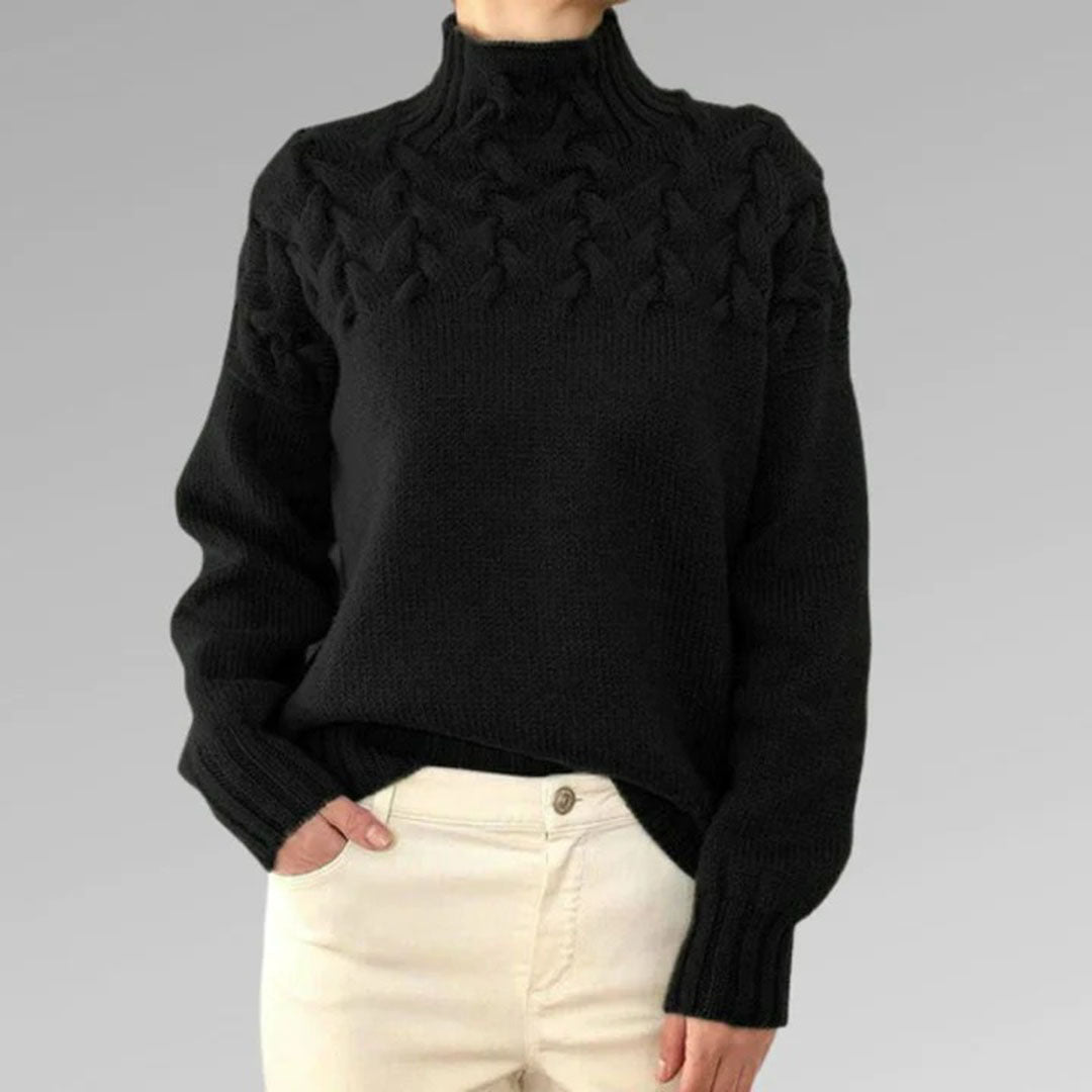 Women's knitted turtleneck long sleeve sweater