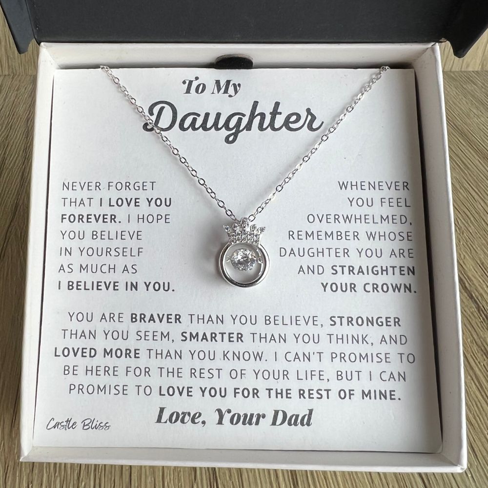 To My Daughter - Believe In Yourself - Silver Crown Necklace