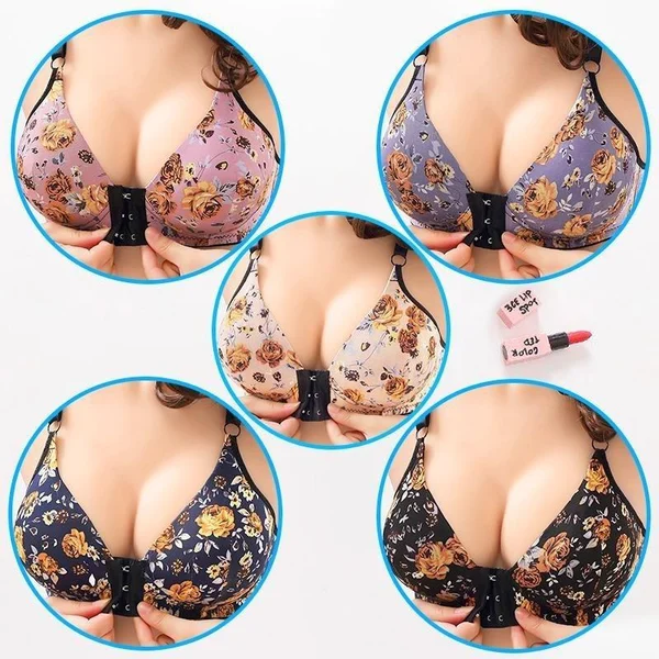 🔥CURVESMEET™ WOMEN'S FRONT BUCKLE GATHERED PRINT BRA (BUY 2 GET 1 FREE)