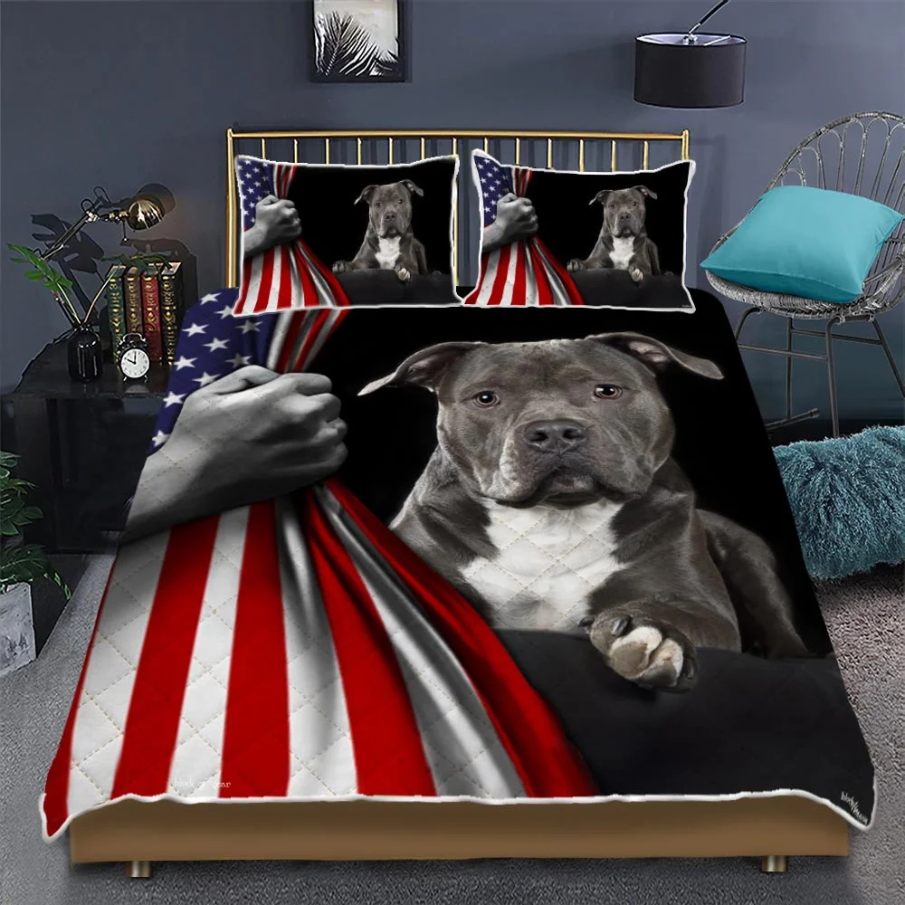 American Staffordshire Terrier Quilt Bed Set