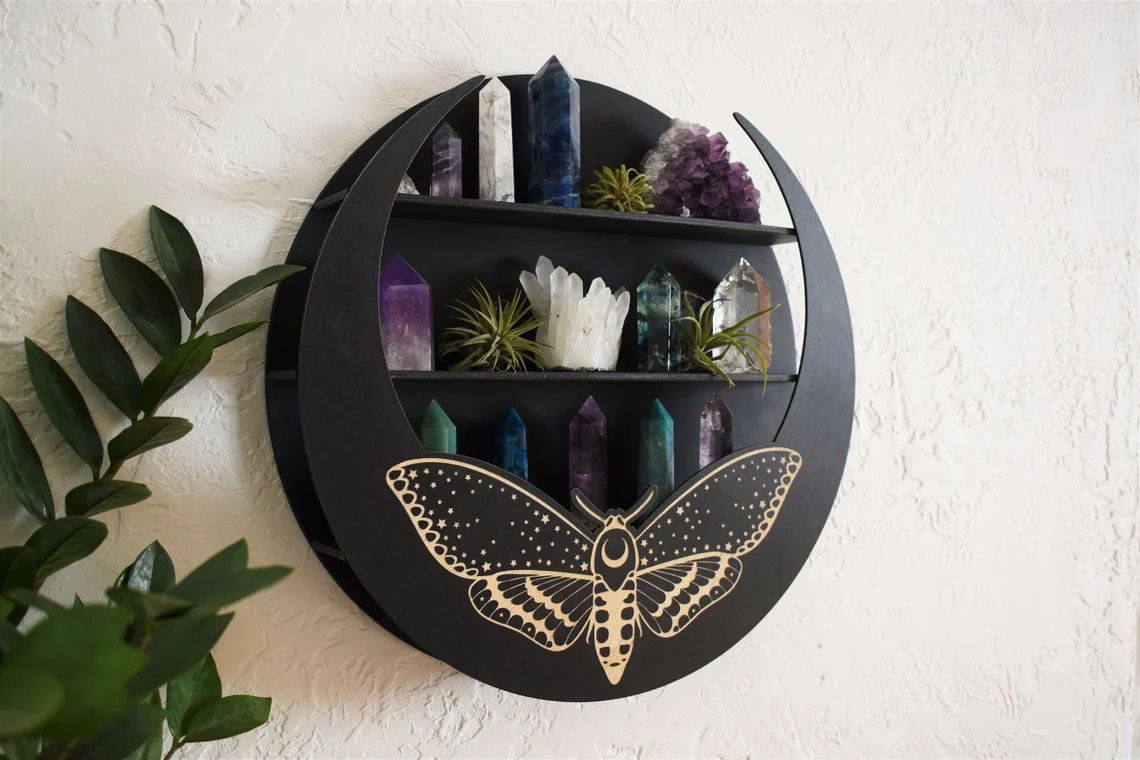 Magical Moth Moon Crystal Shelf