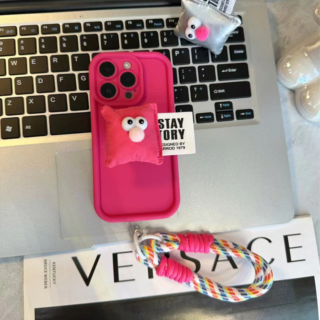 Cartoon Bracket Frosted All-Inclusive With Lanyard Case Cover for iPhone