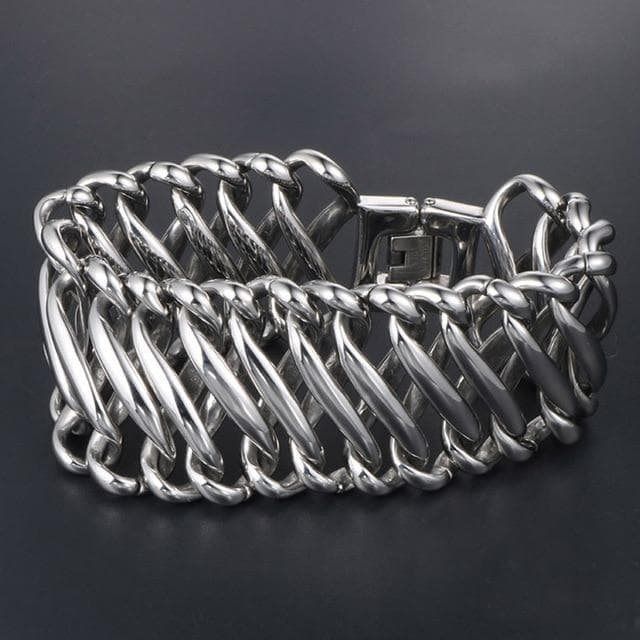HEAVY RETRO SILVER BRAIDED -BRACELET