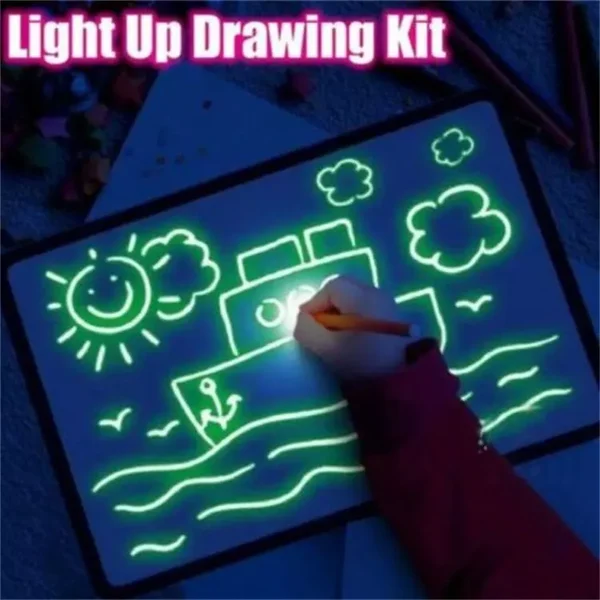 🌟Fun Magnetic Drawing Board Glow in Dark with Light!☀