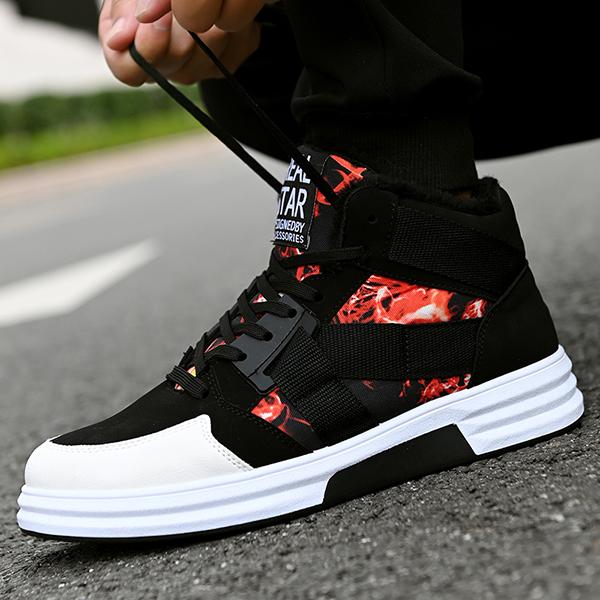 Chicinskates Men's Fur Lining Warm Camouflage Sneakers