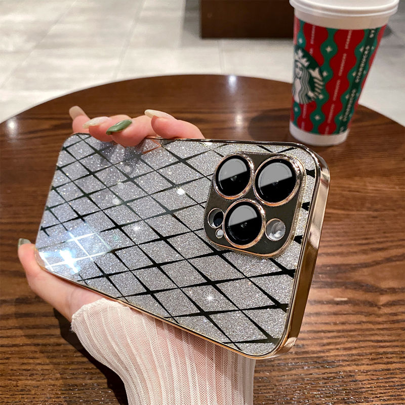 Electroplating Rhombus Glitter Powder Case Case Cover For iPhone