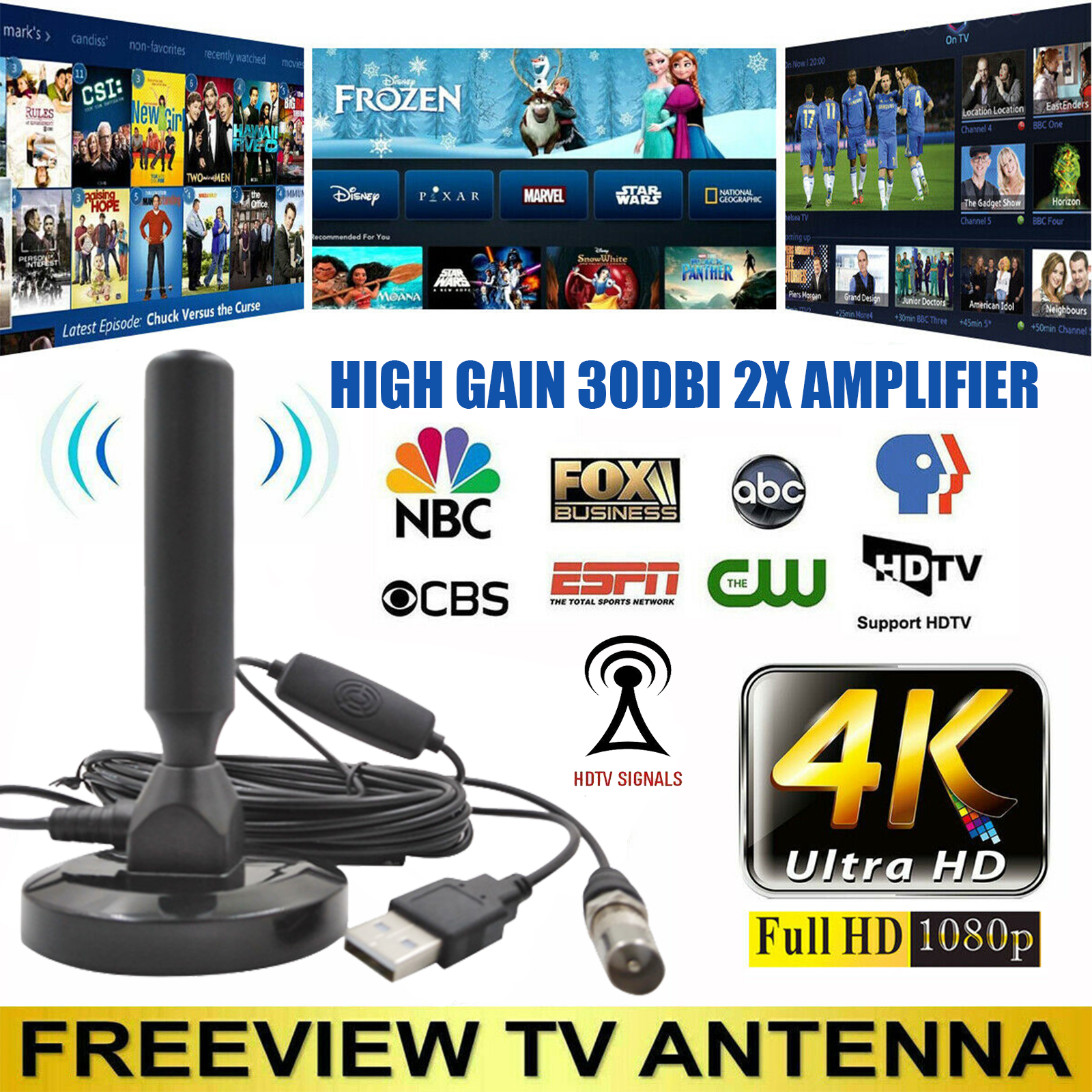 Portable TV Antenna Indoor Outdoor Digital HD Freeview Aerial DVB TV Aerial Car