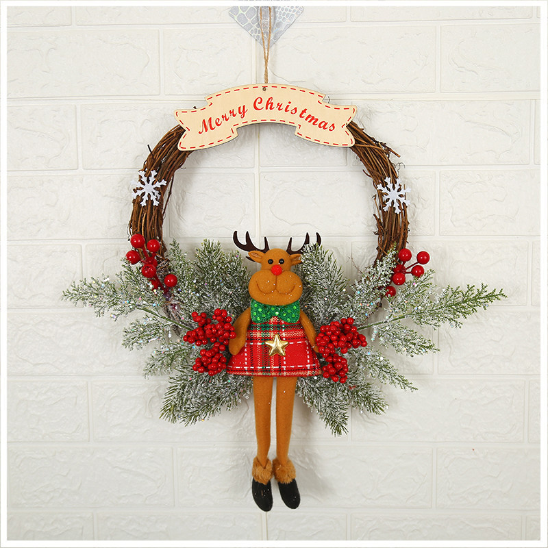Big Reindeer Christmas Decoration Door Circle Wreath