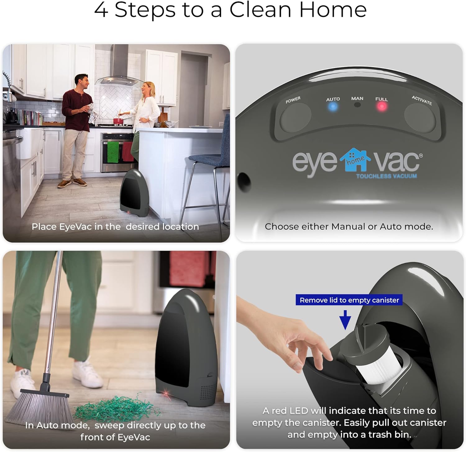 EyeVac Home Touchless Vacuum Dual High Efficiency Filtration