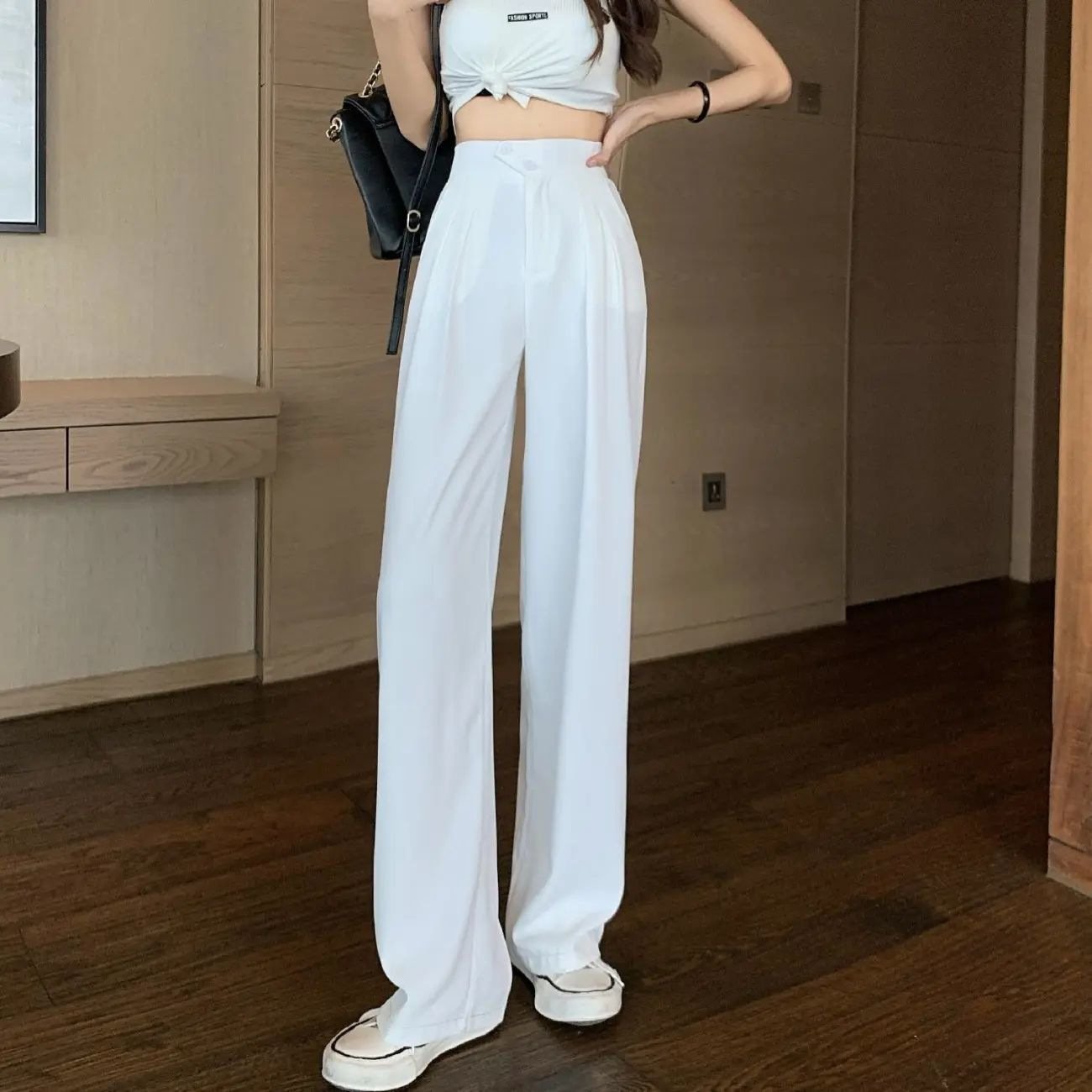Figure-flattering versatile high-waisted wide leg trousers(Buy 2 pieces for free shipping)